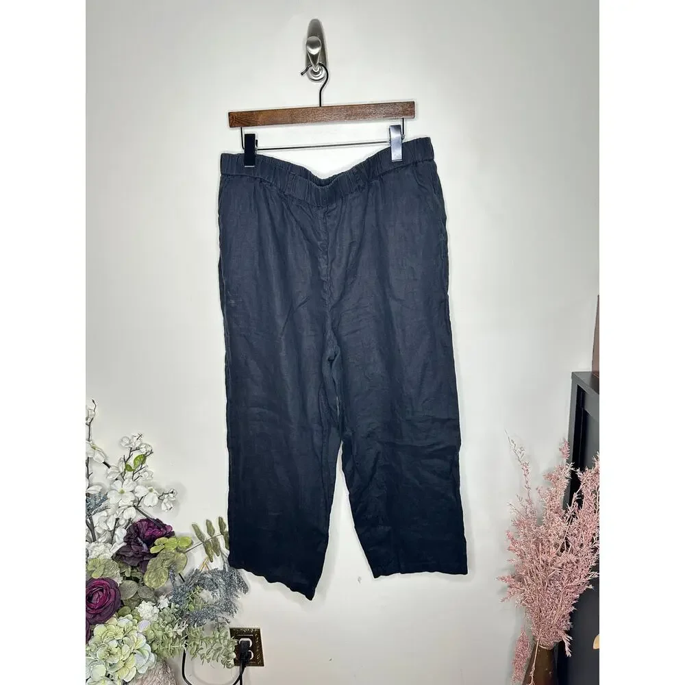 QUINCE 100% European Linen Pants Black Sz XL {3X25}